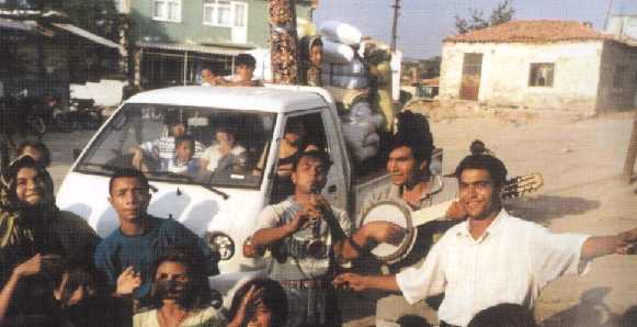 Gypsy musicians from Thrace with a cumbus player