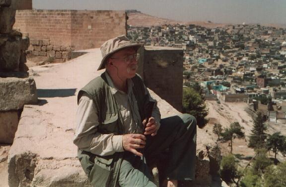 Playing the chanter on the ramparts of Urfa Castle