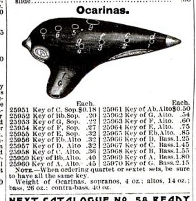 Montgomery Ward ocarina catalogue, 1895