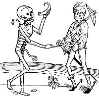 Death holding a gemshorn
