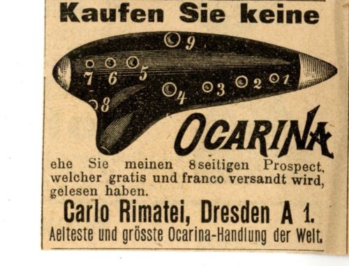 advert for Carlo Rimatei ocarina