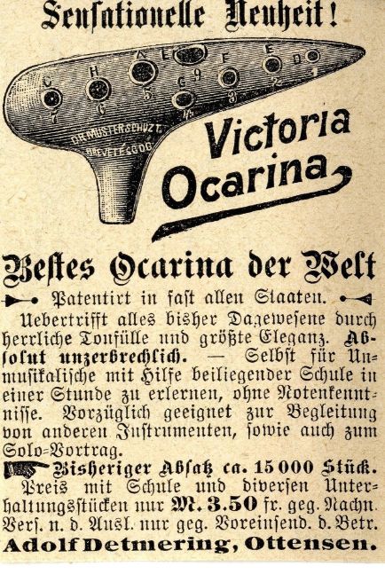 advert for Adolf Detmering ocarina